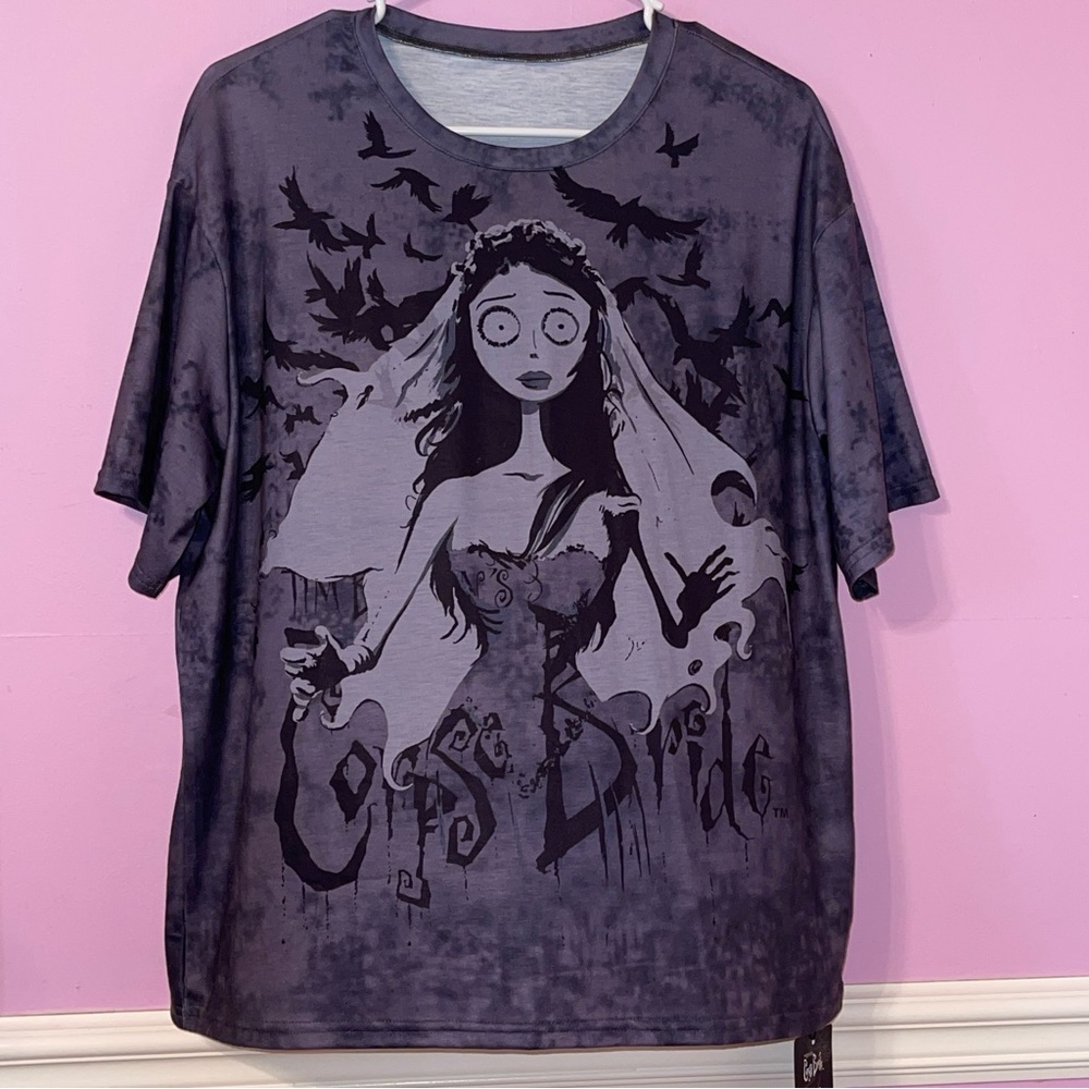 Corpse bride emily tim burton oversized shirt top goth gothic witch halloween